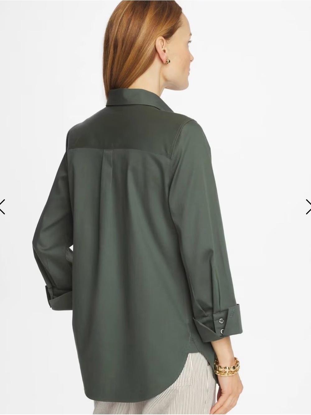 Chicos Classic Button-Down Shirt in Olive Green - Picture 2 of 4